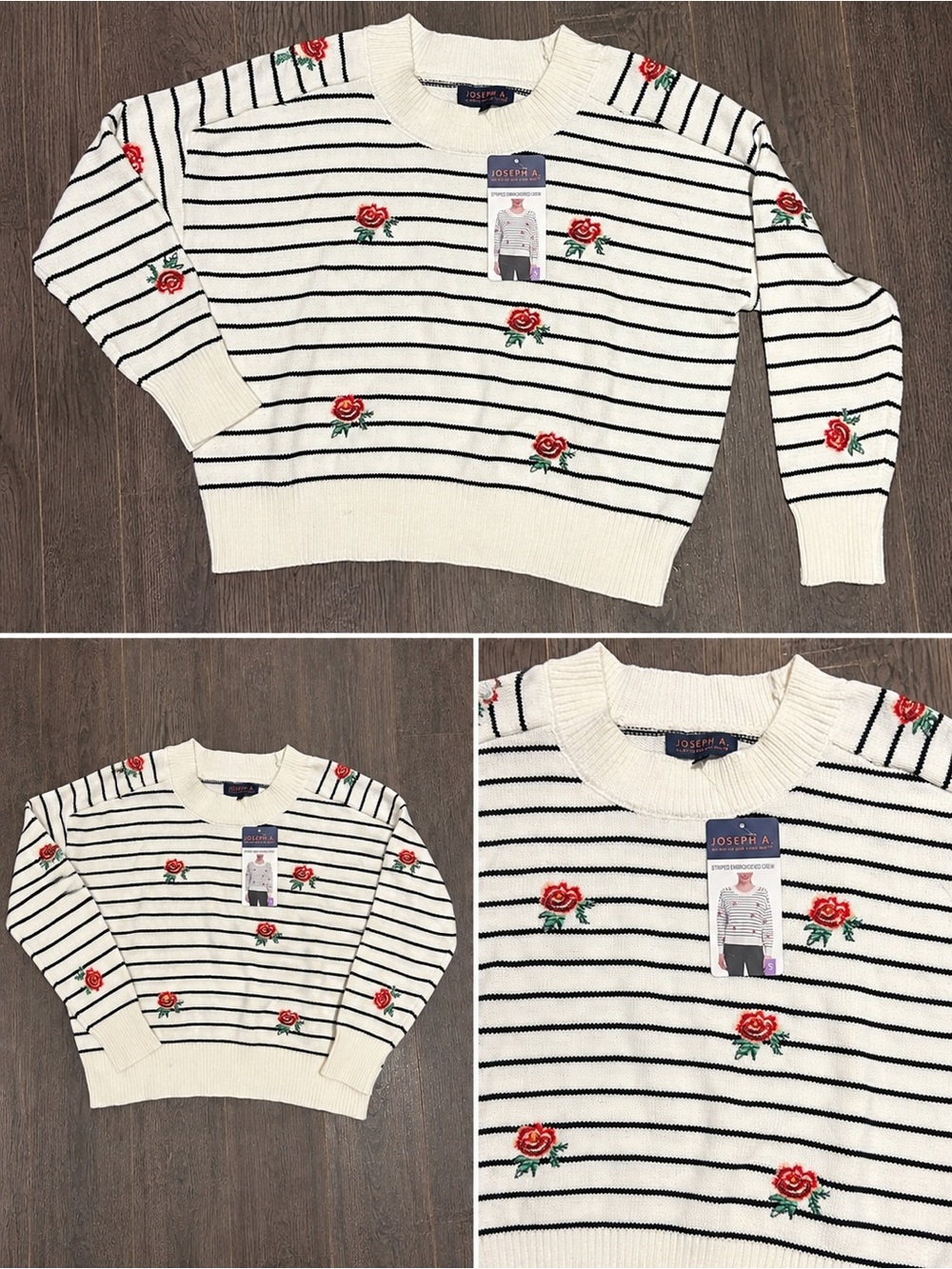 Sweater Embroidered wRed Roses - S - Picture 2 of 7